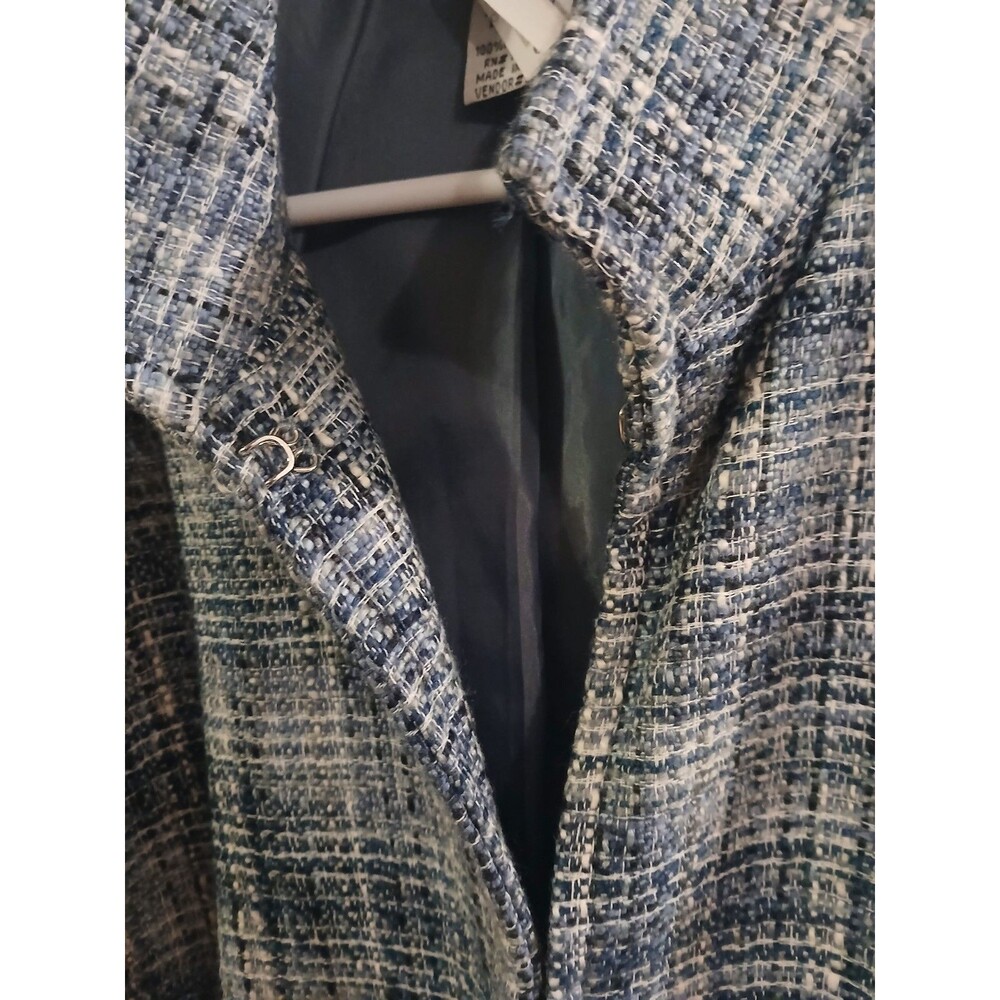 Jessica London Tweed Jacket 3/4 Sleeves Pearls Size 16 Classic Preppy Academia - Picture 5 of 6